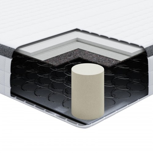 Madras Hvid og Grå 100 x 200 cm Bonell Fjedre