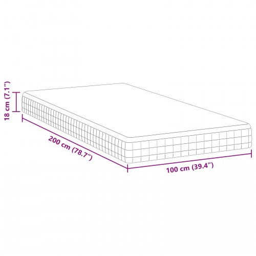 Madras Hvid og Grå 100 x 200 cm Bonell Fjedre