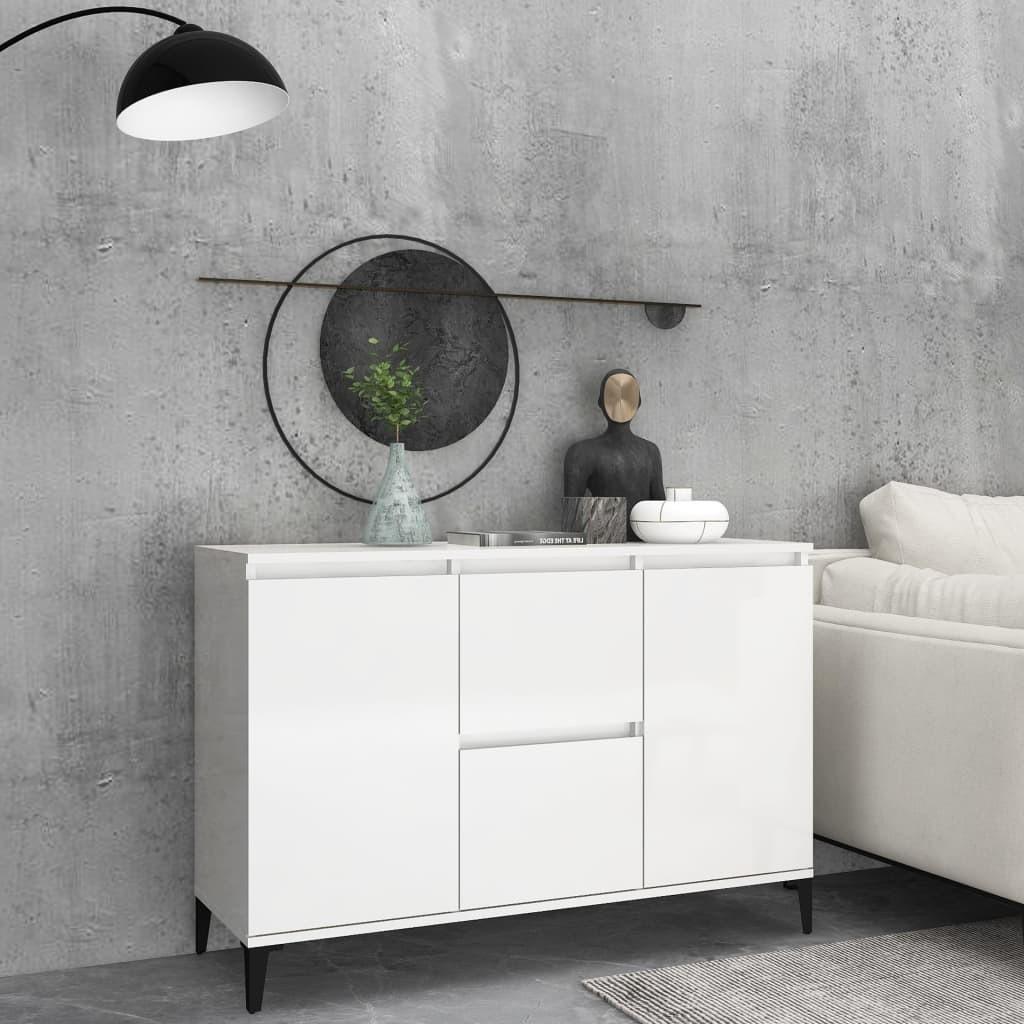 Skænk 104x35x70 cm spånplade hvid højglans