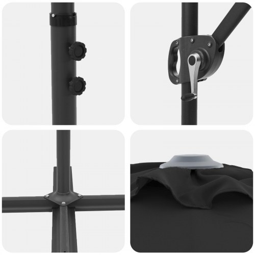 Havekant parasol Sort 372 x 198 x 243 cm Pulverlakeret Stål