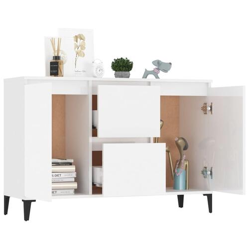 Skænk 104x35x70 cm konstrueret træ hvid højglans
