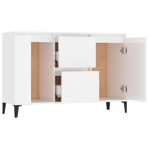 Skænk 104x35x70 cm konstrueret træ hvid højglans
