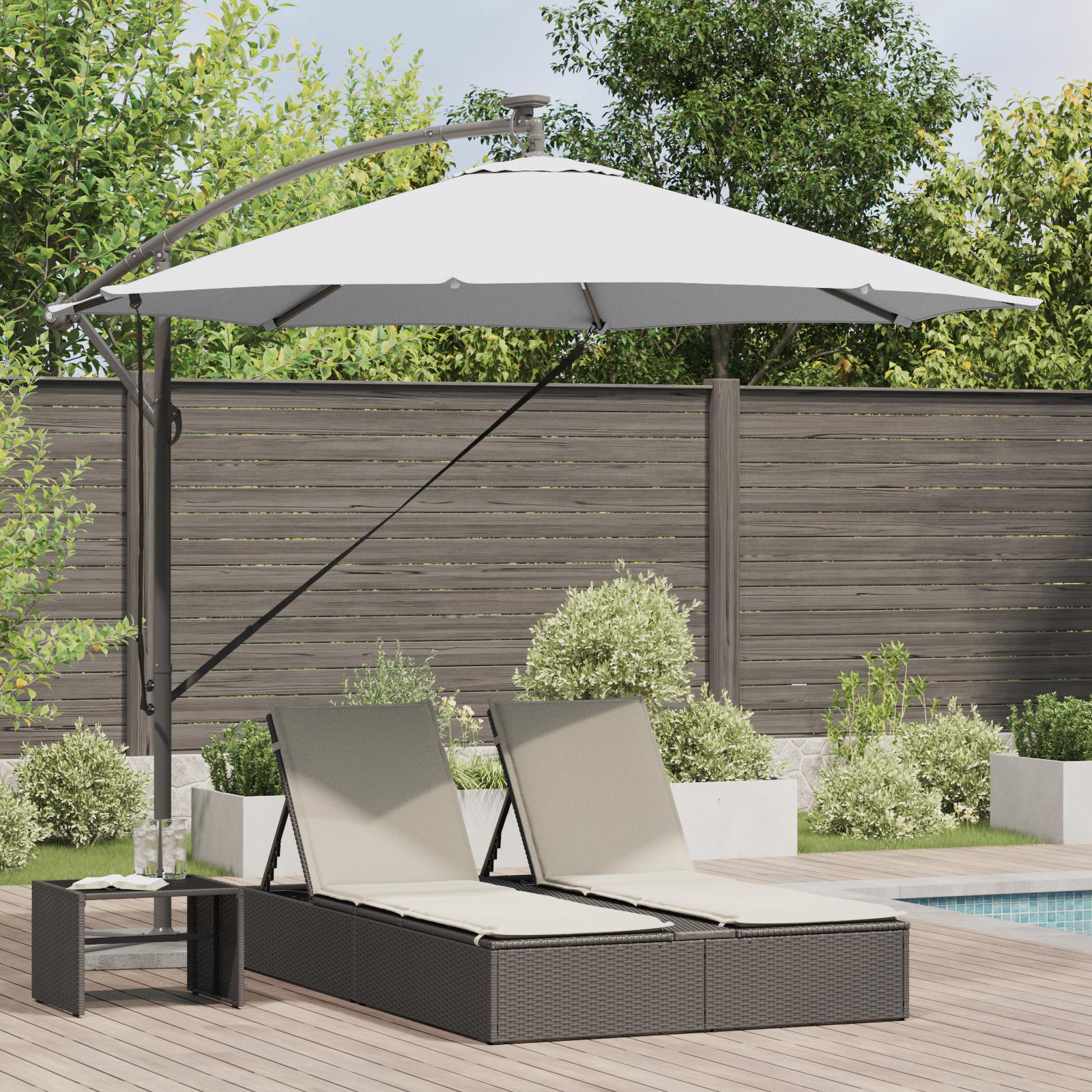 Kantilever bananparasol med lås Sandfarvet 294 x 294 x 248 cm