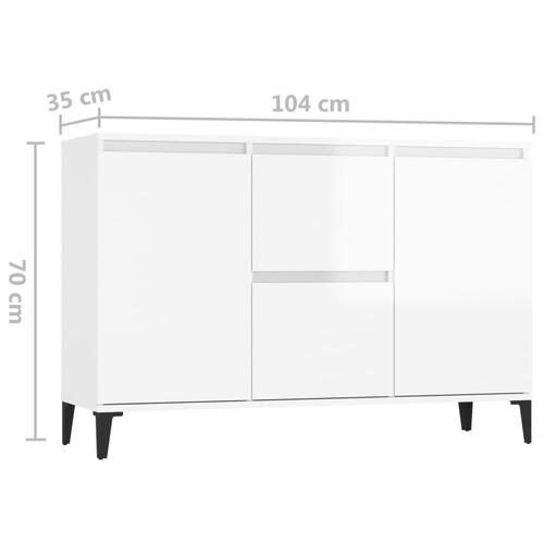 Skænk 104x35x70 cm konstrueret træ hvid højglans