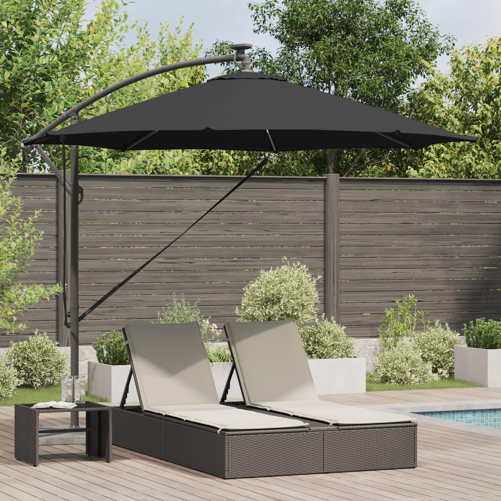 Kantilever bananparasol med lås Sort 294 x 294 x 248 cm