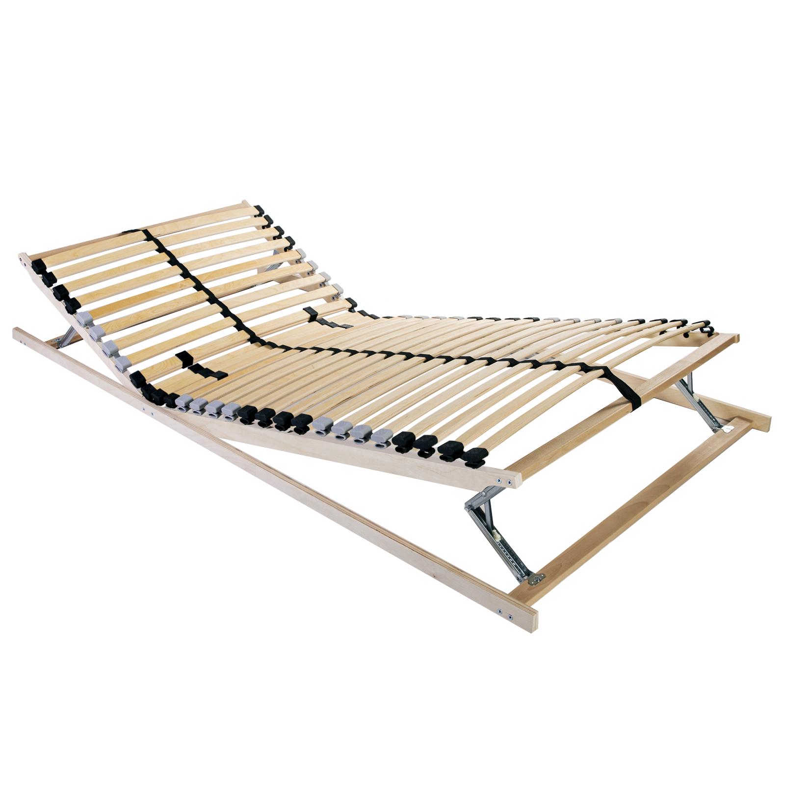 Lamelbund med hovedgærde Lys brun 100 x 190 cm Træ og metal