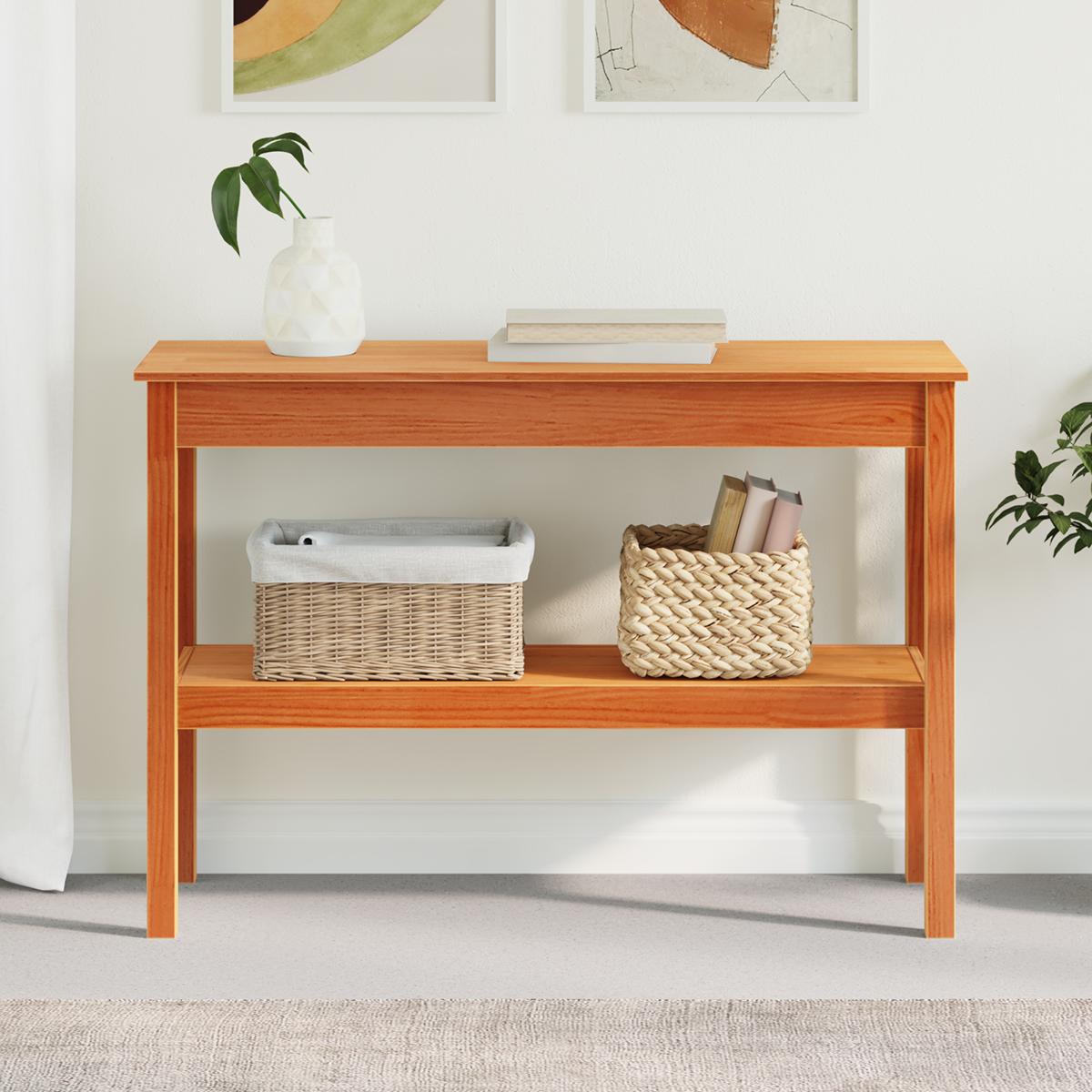 Konsolbord Gyldenbrun 110 x 40 x 75 cm Massivt fyrretræ billede