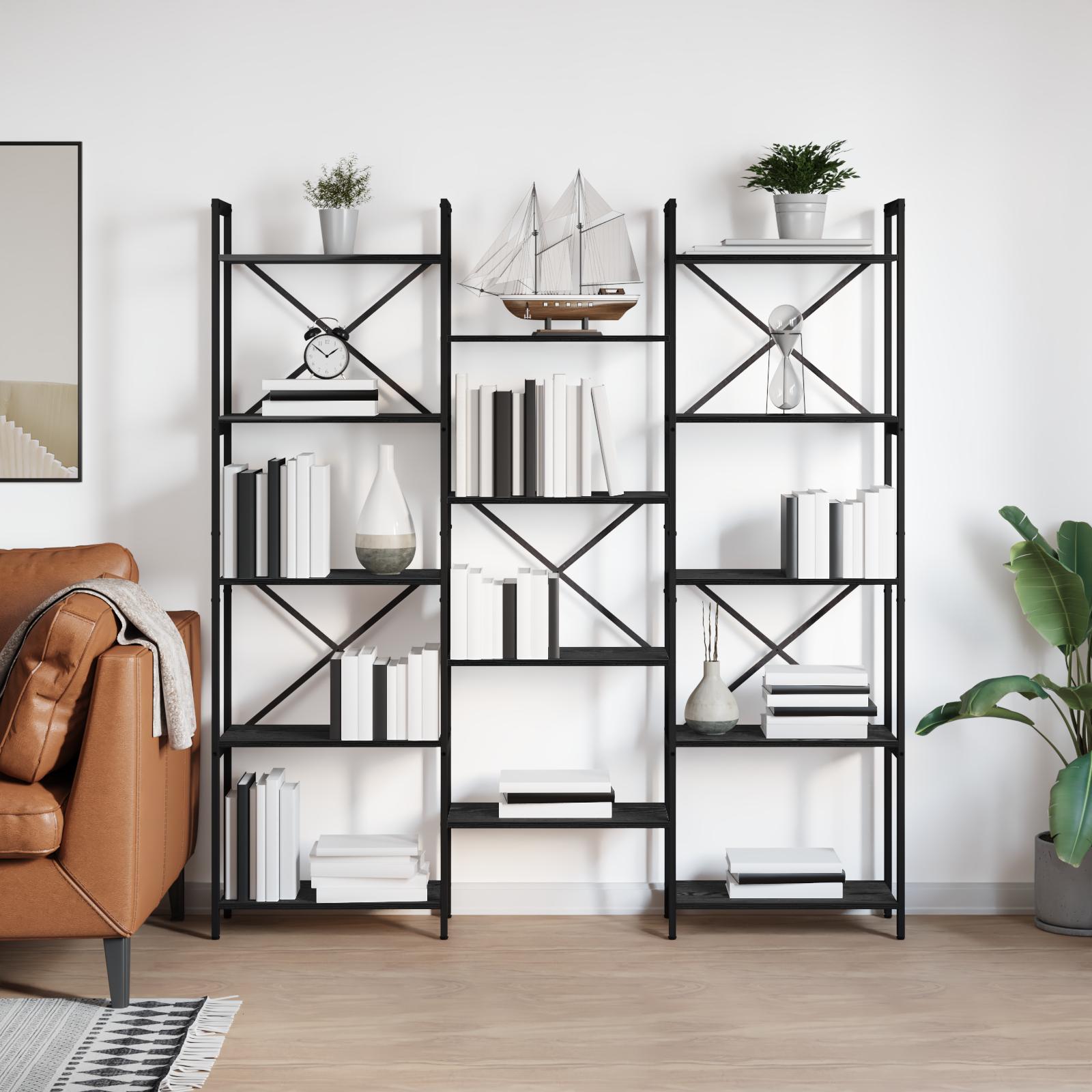 Bogreol Sort eg 156 x 25 x 167.5 cm Konstrueret træ