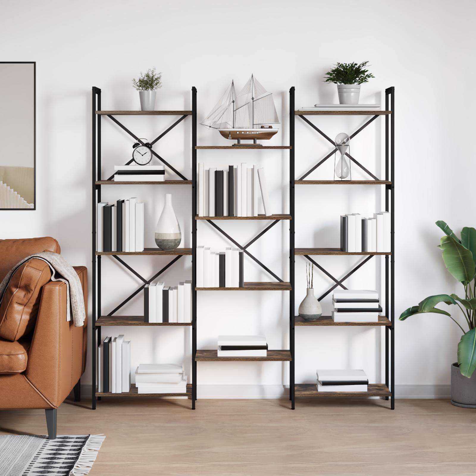 Bogreol Røget eg 156 x 25 x 167.5 cm Konstrueret træ