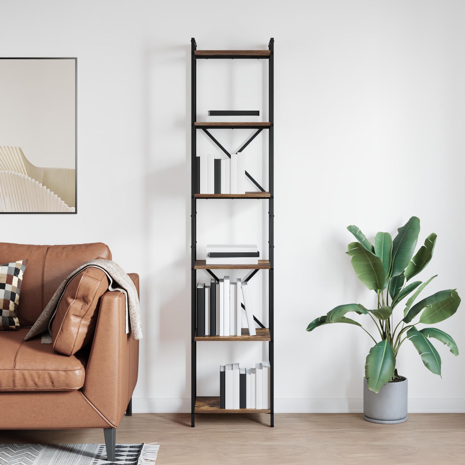 Bogreol Røget eg 40 x 30 x 188 cm Konstrueret træ billede