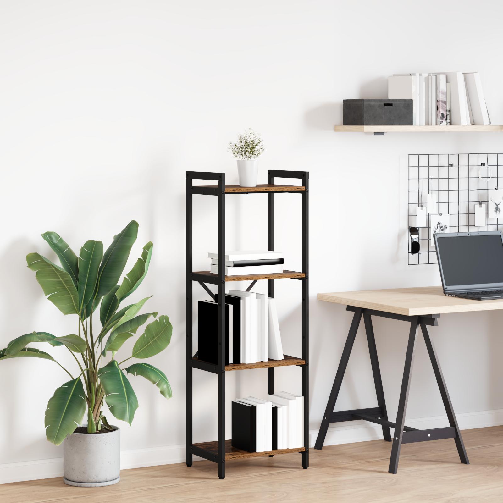 Bogreol Gammelt træ 40 x 30 x 118 cm Massivt Træ billede