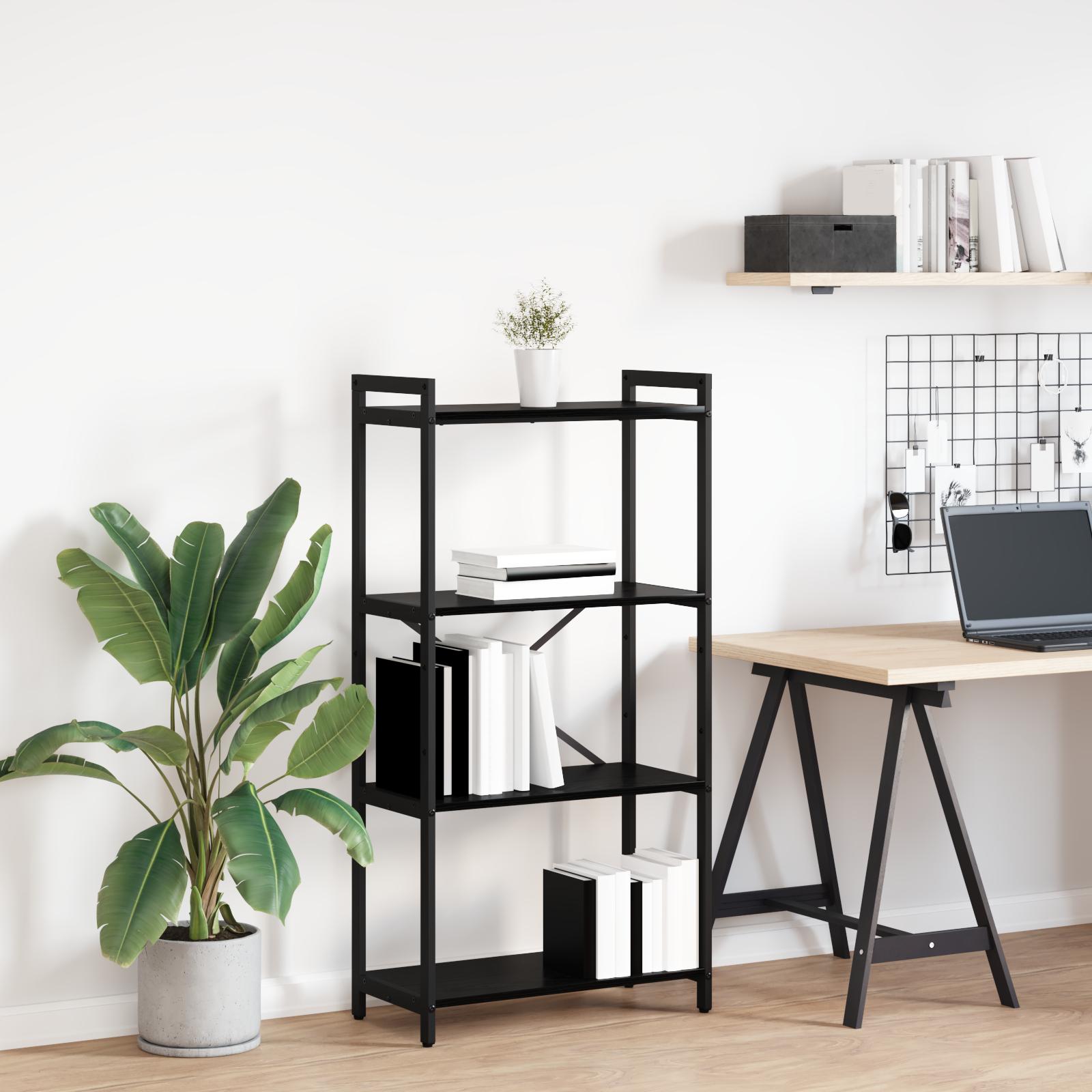 Bogreol Sort eg 60 x 30 x 118 cm Konstrueret træ billede