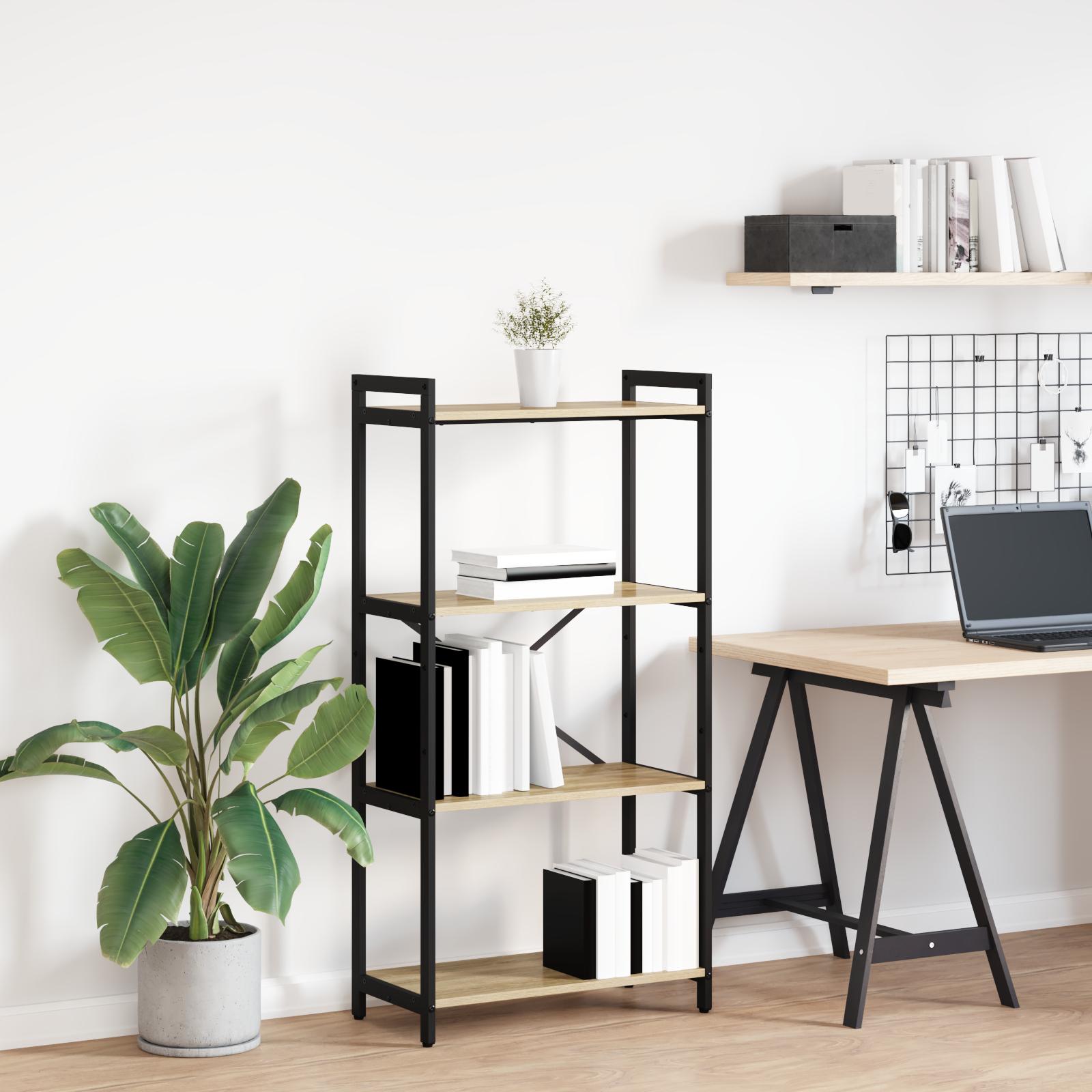 Bogreol Sonoma-eg 60 x 30 x 118 cm MDF og Stål billede