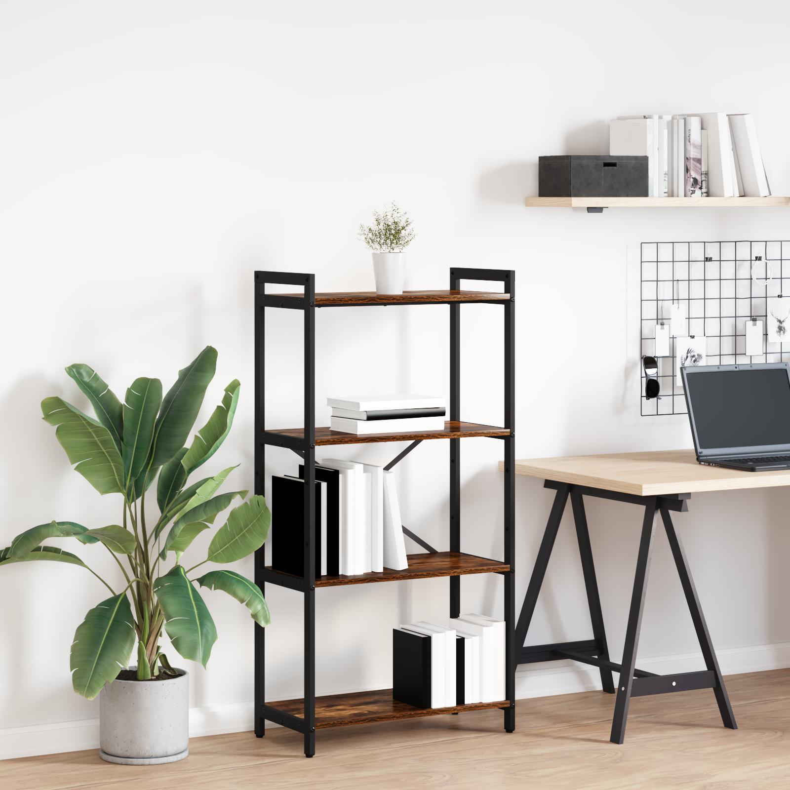 Bogreol Røget eg 60 x 30 x 118 cm Spånplade billede