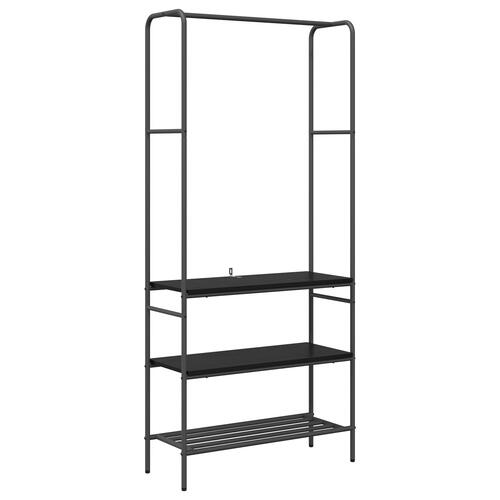 Tøjstativ med hylder Sort eg 77 x 30 x 171 cm Konstrueret træ