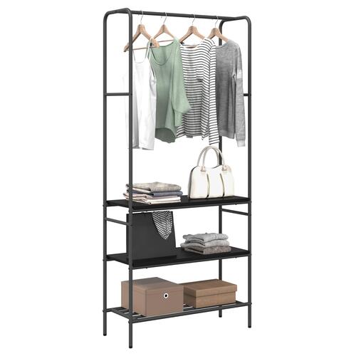 Tøjstativ med hylder Sort eg 77 x 30 x 171 cm Konstrueret træ