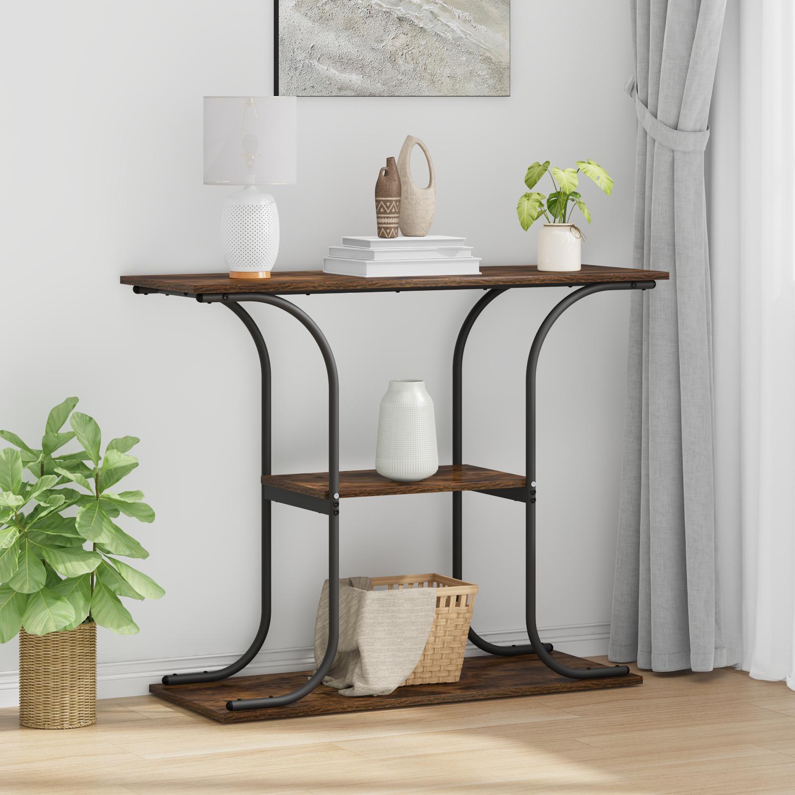 Konsolbord Røget eg 101 x 35 x 80.5 cm Konstrueret træ