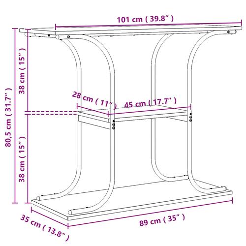 Konsolbord artisan eg 101 x 35 x 80.5 cm Konstrueret træ
