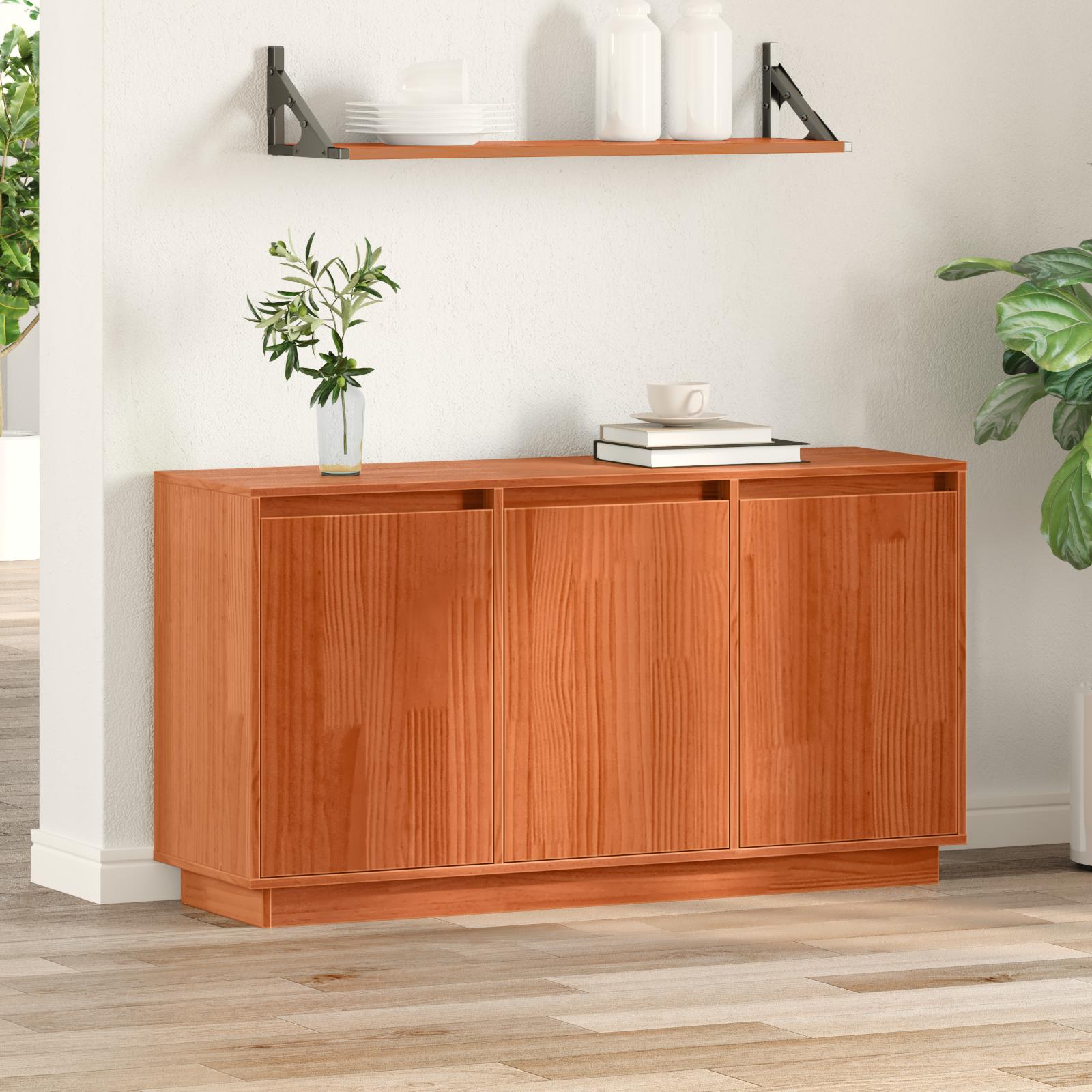 Sideboard med opbevaring med dør Brun 111 x 34 x 60 cm Massivt fyrretræ