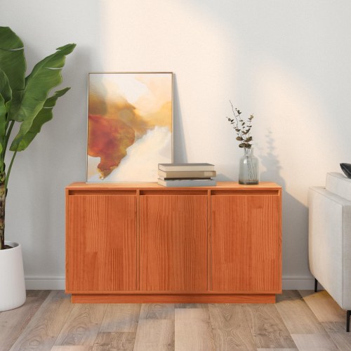 Skænk i brun eg 111 x 34 x 60 cm - massivt fyrretræ