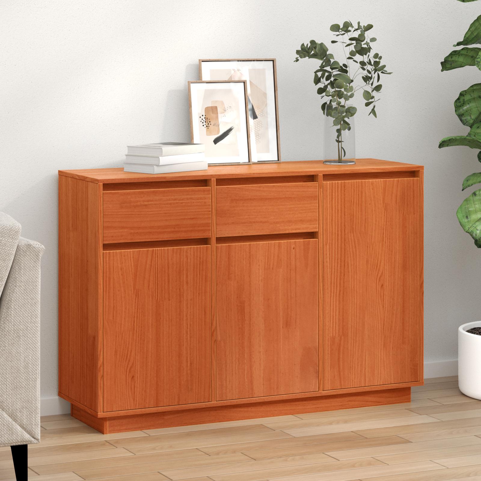 Sidebord Gyldenbrun 110 x 34 x 75 cm Massivt fyrretræ billede