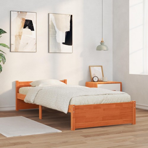 Sengeramme i massiv fyr - voks brun 205,5 × 105,5 × 51 cm (100 × 200 cm)