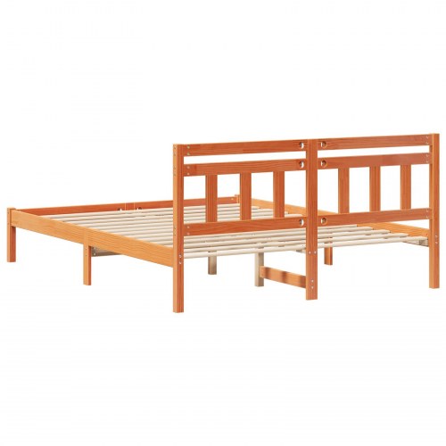 Sengestel med hovedgærde i massivt fyrretræ 140 x 200 cm - brun