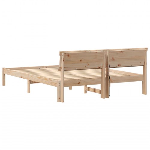 Sengestel med hovedgærde 150 x 200 cm i massiv fyrretræ - brun