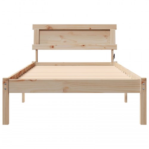 Sengestel med hovedgærde brun 90 x 190 cm massiv fyrretræ