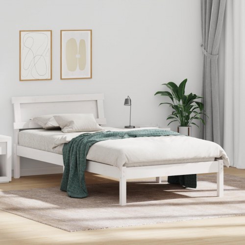 Sengestel med hovedgærde 75 x 190 cm - hvid