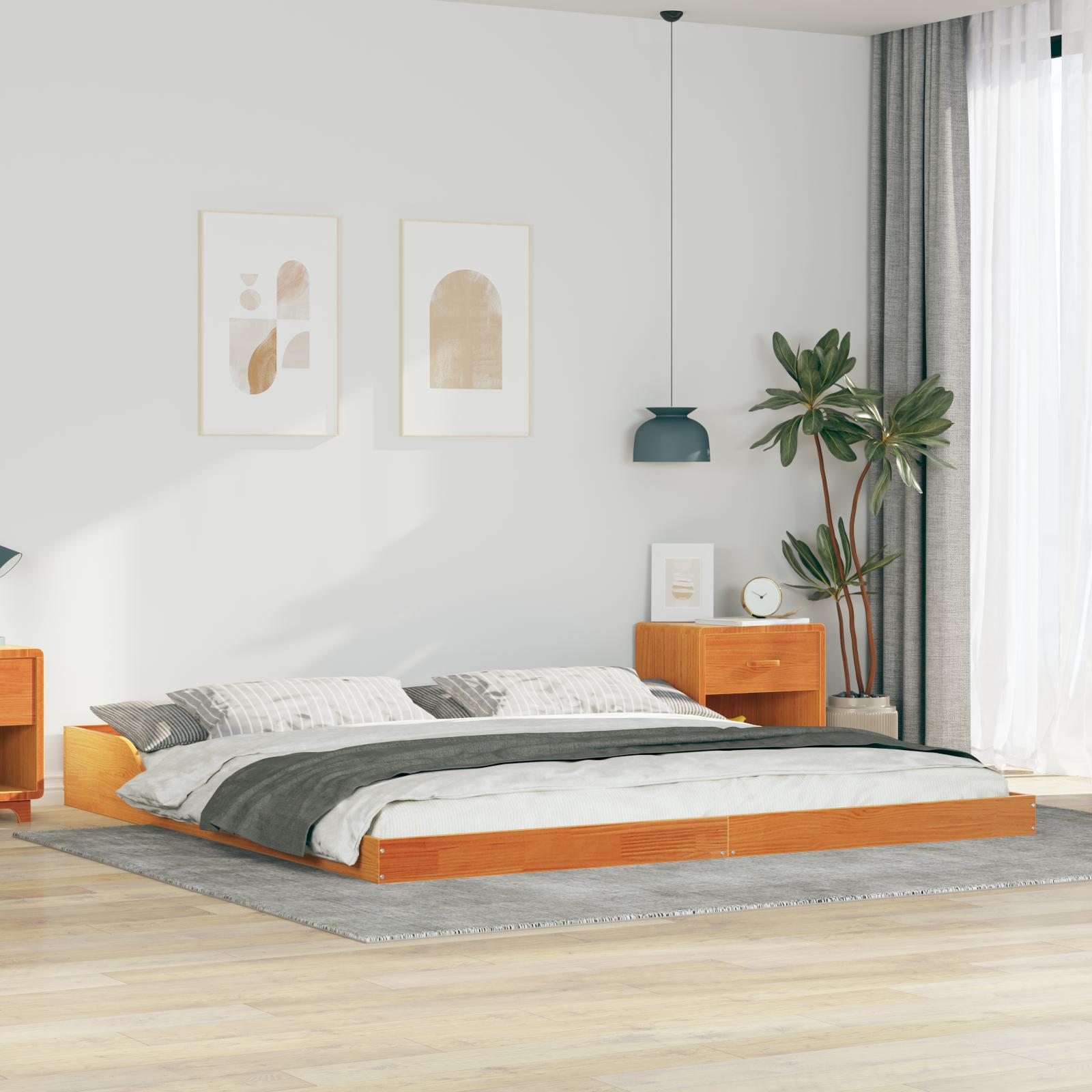 Sengestel Gyldenbrun 180 x 210 cm Massivt fyrretræ billede