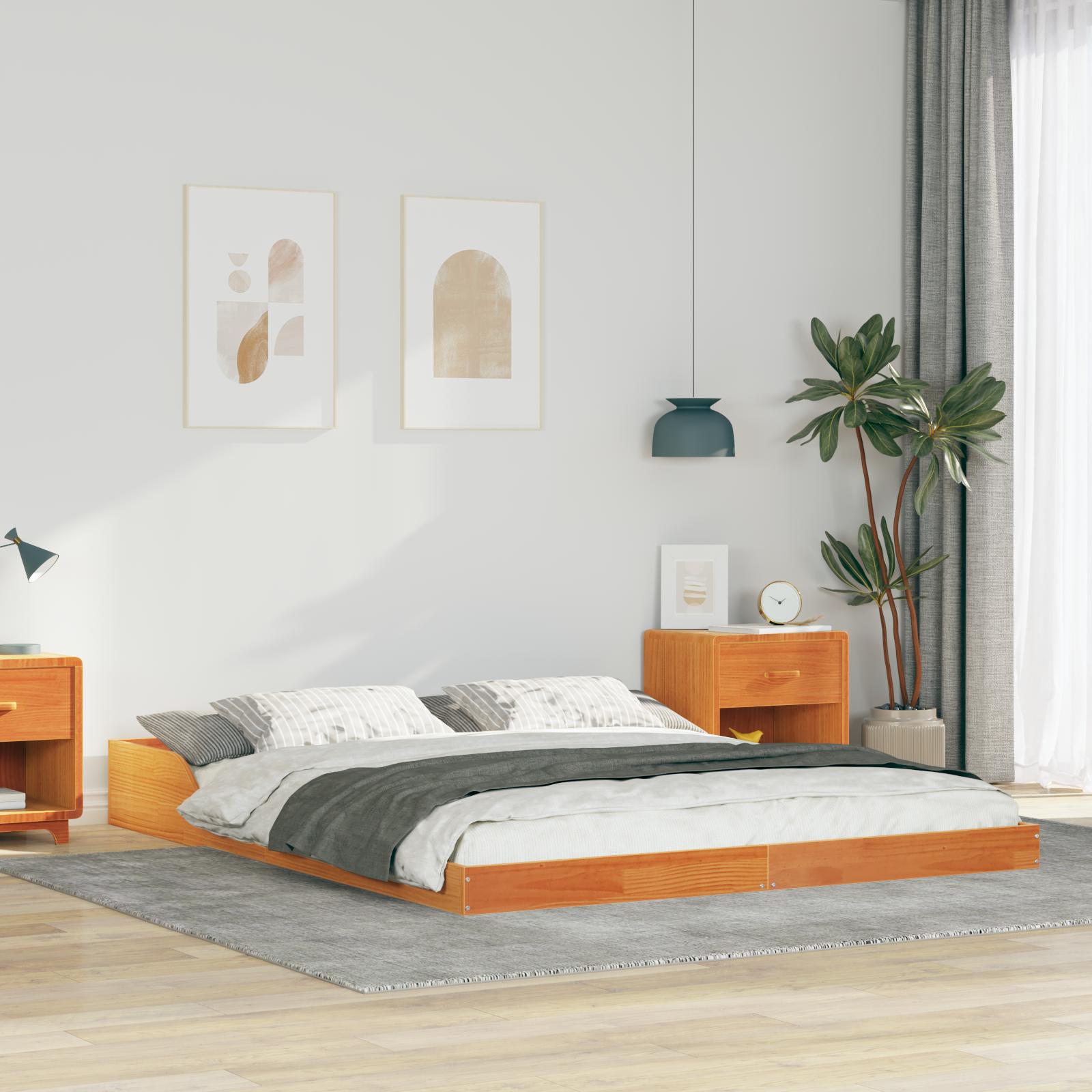 Sengestel Gyldenbrun 140 x 220 cm Massivt fyrretræ