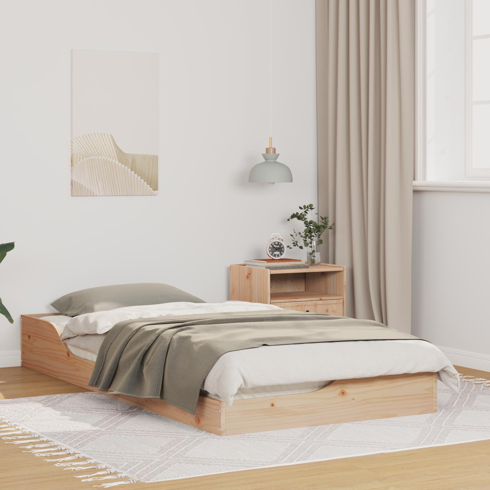 Gulv seng ramme Brun 75 x 190 cm Massivt fyrretræ billede