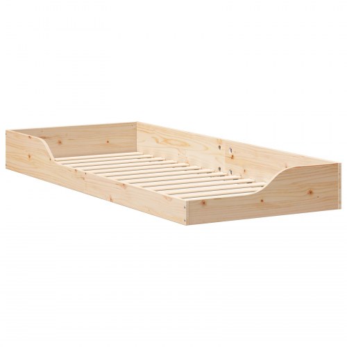 Gulv seng ramme Brun 90 x 220 cm Massivt fyrretræ