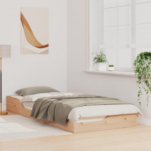 Gulv seng ramme Brun 90 x 220 cm Massivt fyrretræ