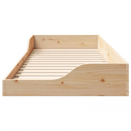 Gulv seng ramme Brun 90 x 220 cm Massivt fyrretræ