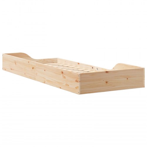 Gulv seng ramme Brun 90 x 220 cm Massivt fyrretræ