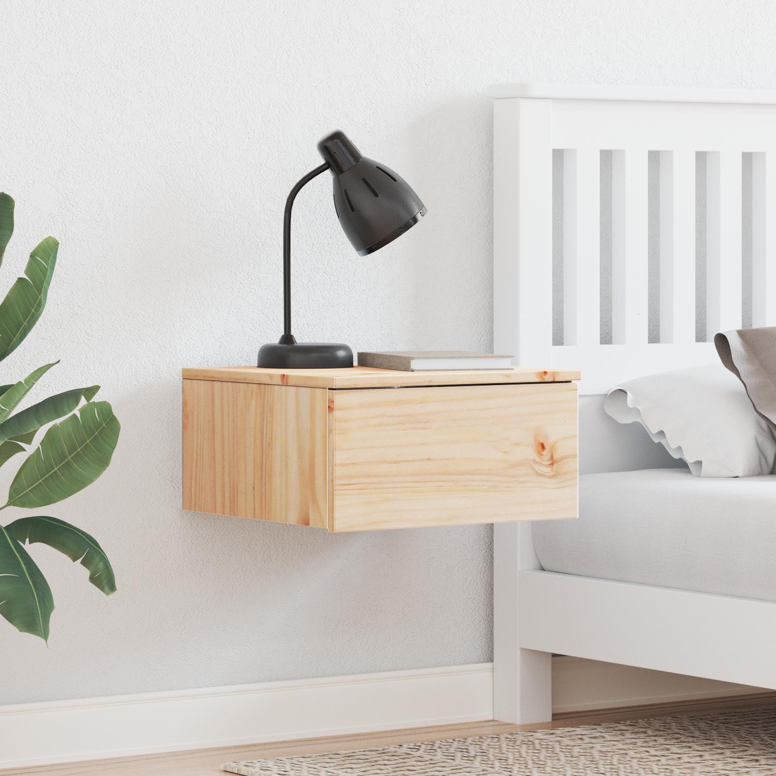 Væghængt natbord 2 stk Brun 37 x 35 x 18,5 cm Massiv fyrretræ