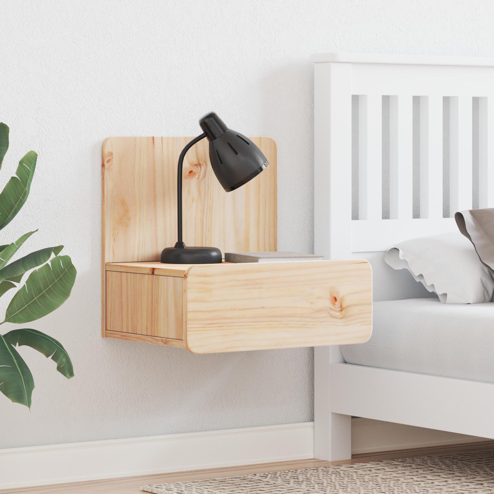 Væghængt natbord 2 stk Brun 44 x 32.5 x 40 cm Massiv fyrretræ