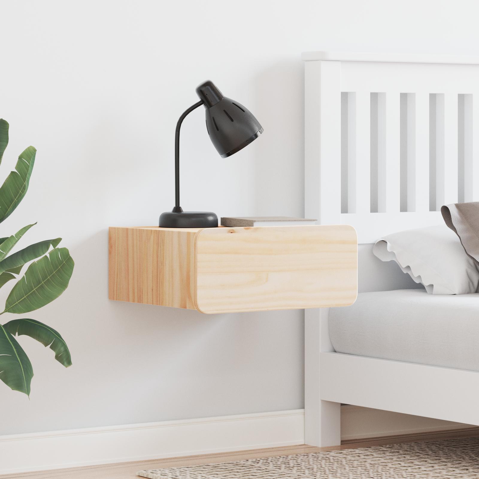 Væghængt natbord 2 stk Brun 39 x 34 x 16.5 cm Massiv fyrretræ