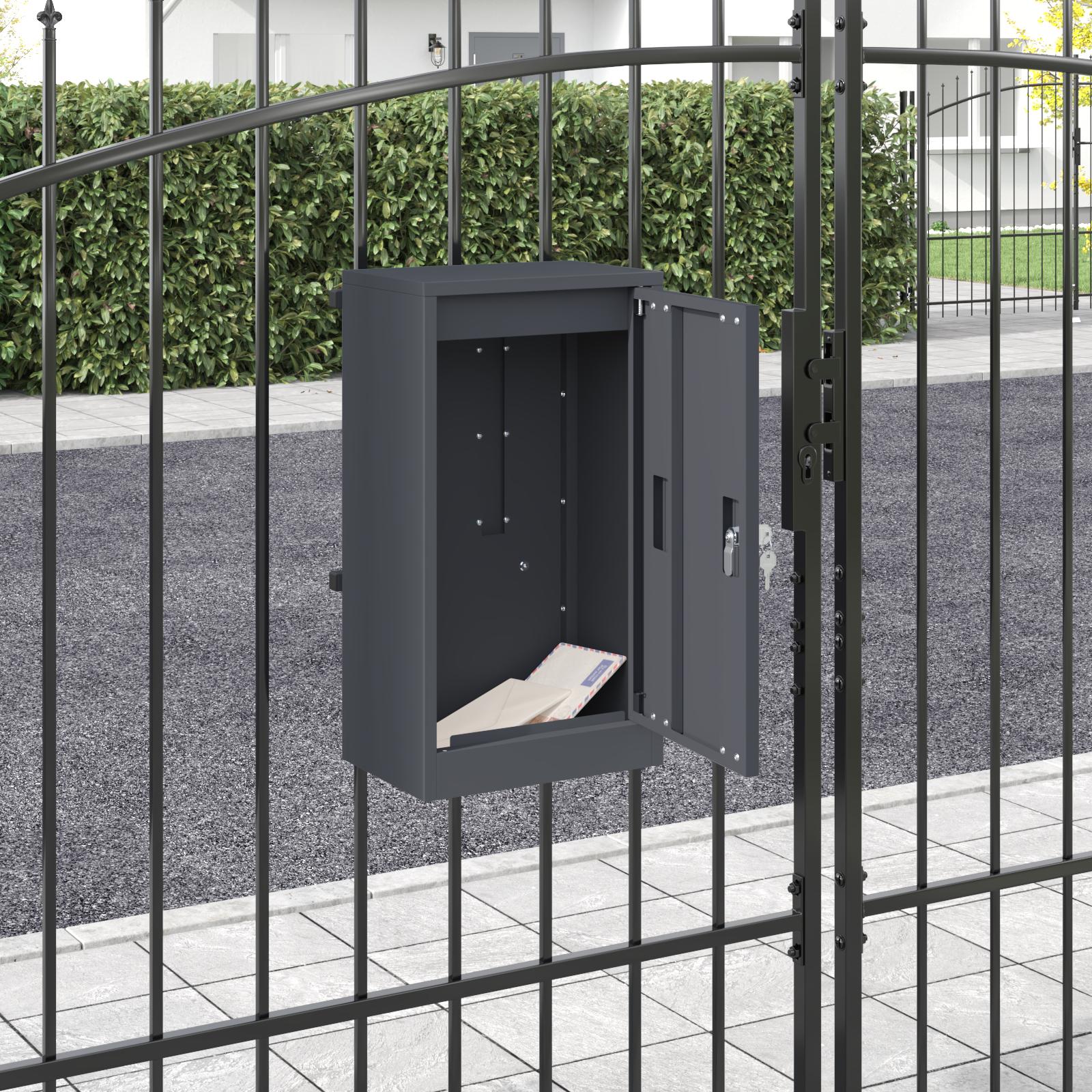 vidaXL postkasse med opbevaring med dør Antracit 30 x 20 x 55 cm Stål