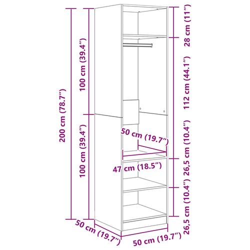 Garderobeskab Gammelt træ 50 x 50 x 200 cm Konstrueret træ