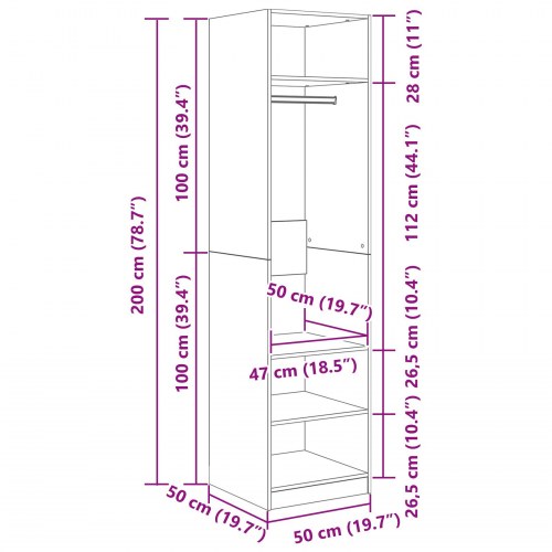 Garderobeskab med hylde artisan eg Konstrueret træ