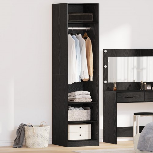 Garderobeskab i sort eg - 50 × 50 × 200 cm, konstrueret træ