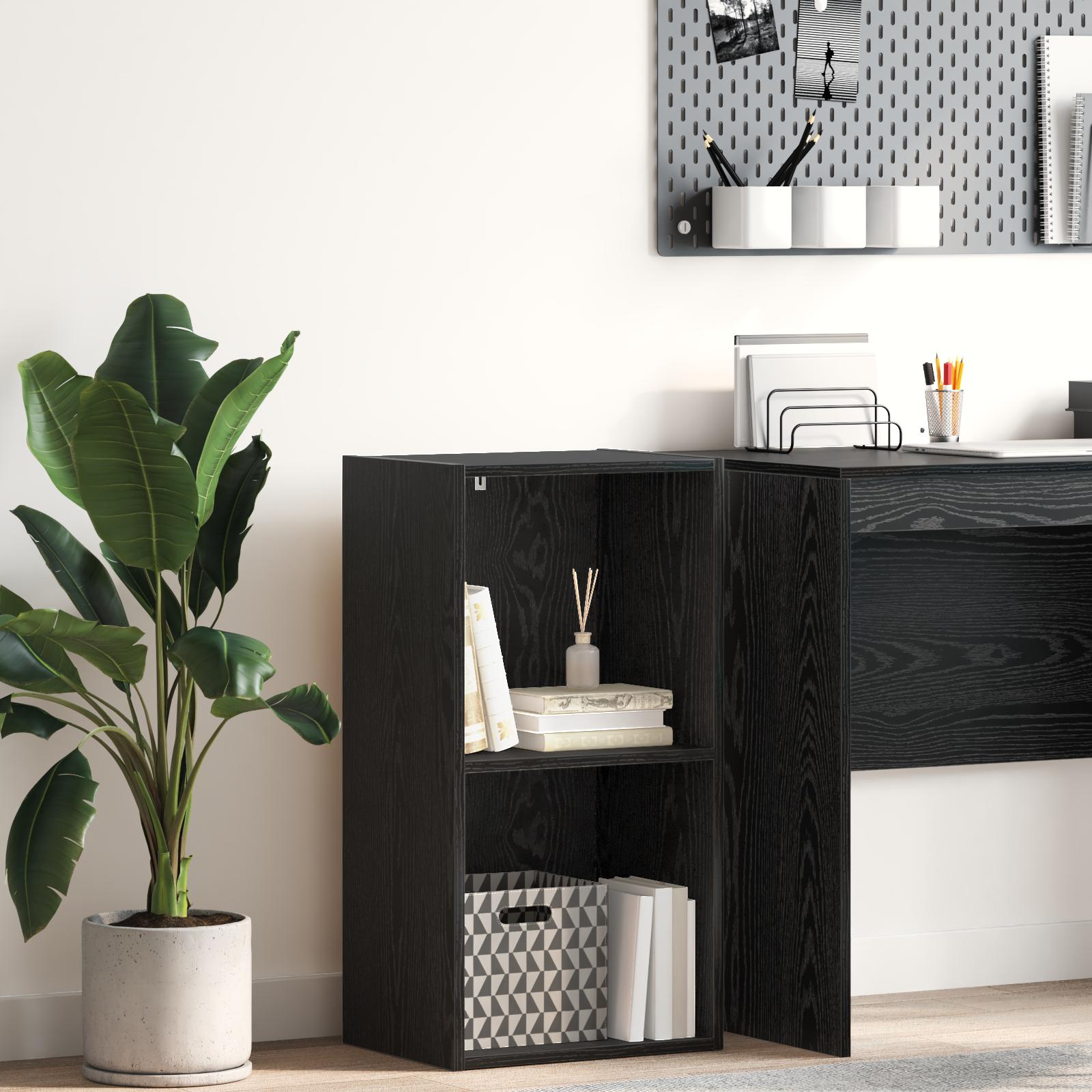 Bogreol Sort eg 40 x 30 x 77 cm Konstrueret træ billede