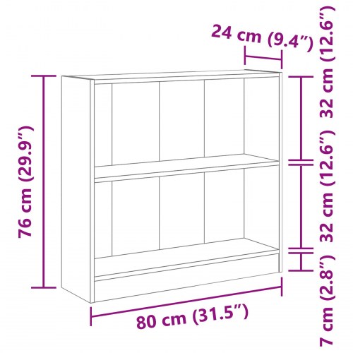 Bogreol 80 x 24 x 76 cm - sort eg