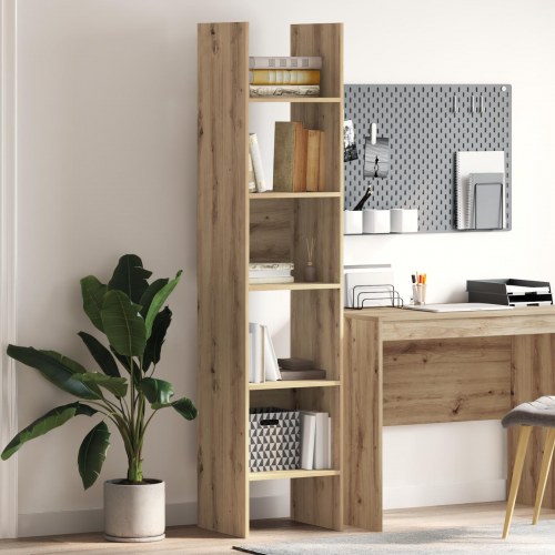 Bogreol i artisan egetræ - 40 × 35 × 180 cm, konstrueret træ