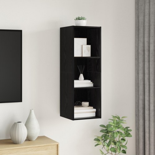 Væghængt TV-skab i sort eg - 37 x 37 x 107 cm