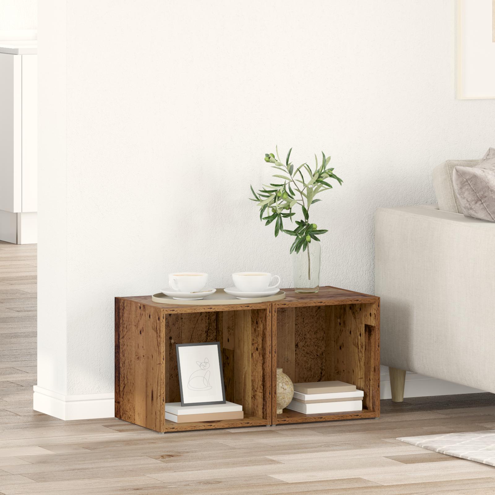 TV-skab 2 stk Brun 37 x 35 x 37 cm Konstrueret træ