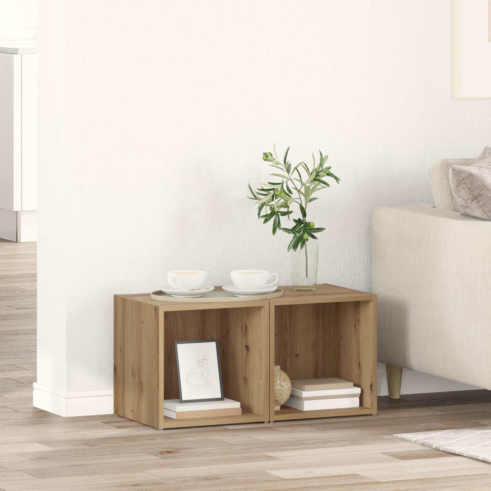 TV-skab 2 stk Brun 37 x 35 x 37 cm Konstrueret træ